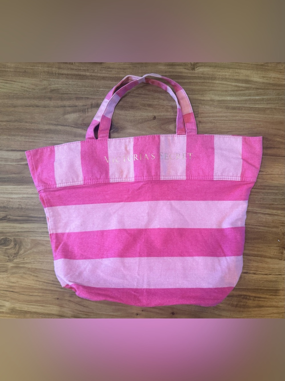 Victoria's Secret Pink Striped Canvas Tote